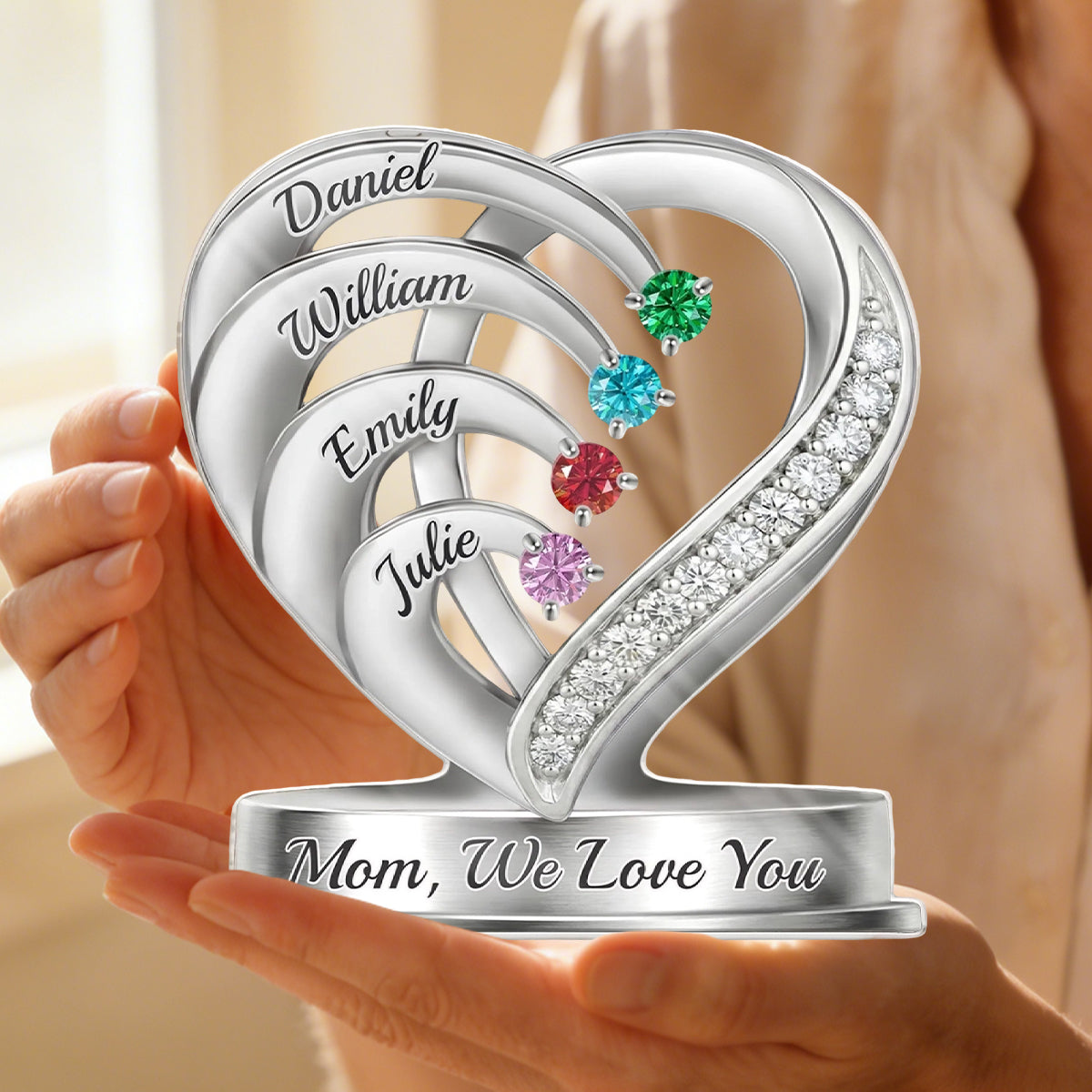 A Heart Full Of Sparkle - Personalized Birthstone Acrylic Plaque, Gifts For Mom, Grandma