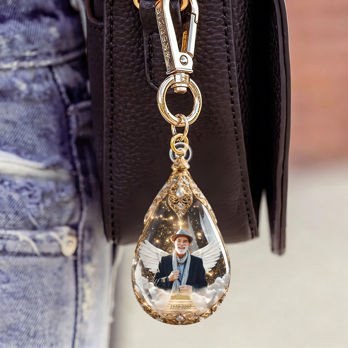 Custom Photo Keychain - Personalized Memorial Sympathy Gifts For Loss Of Mom, Dad