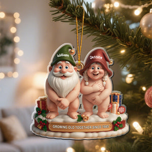 Growing Old Together Christmas Custom Acrylic Ornament,Personalized Gift For Couples and Family Members