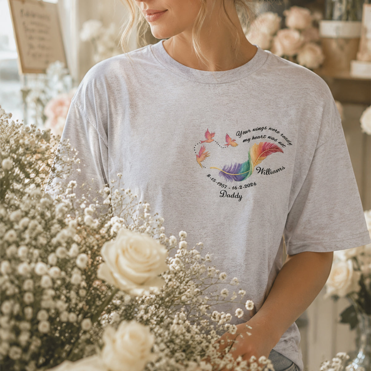Personalized "Your Wings Were Ready" Memorial Shirt – Custom Name & Dates | Remembrance Gift For Loved One