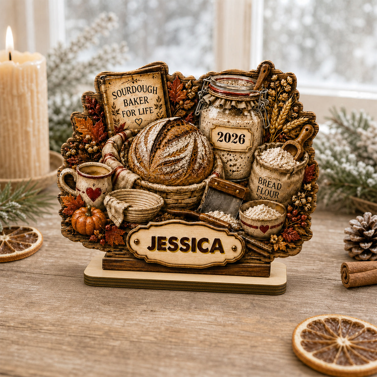 Sourdough Baker Cluster Personalized Wooden Plaque Baking Gift for Bakers,Bread Lovers