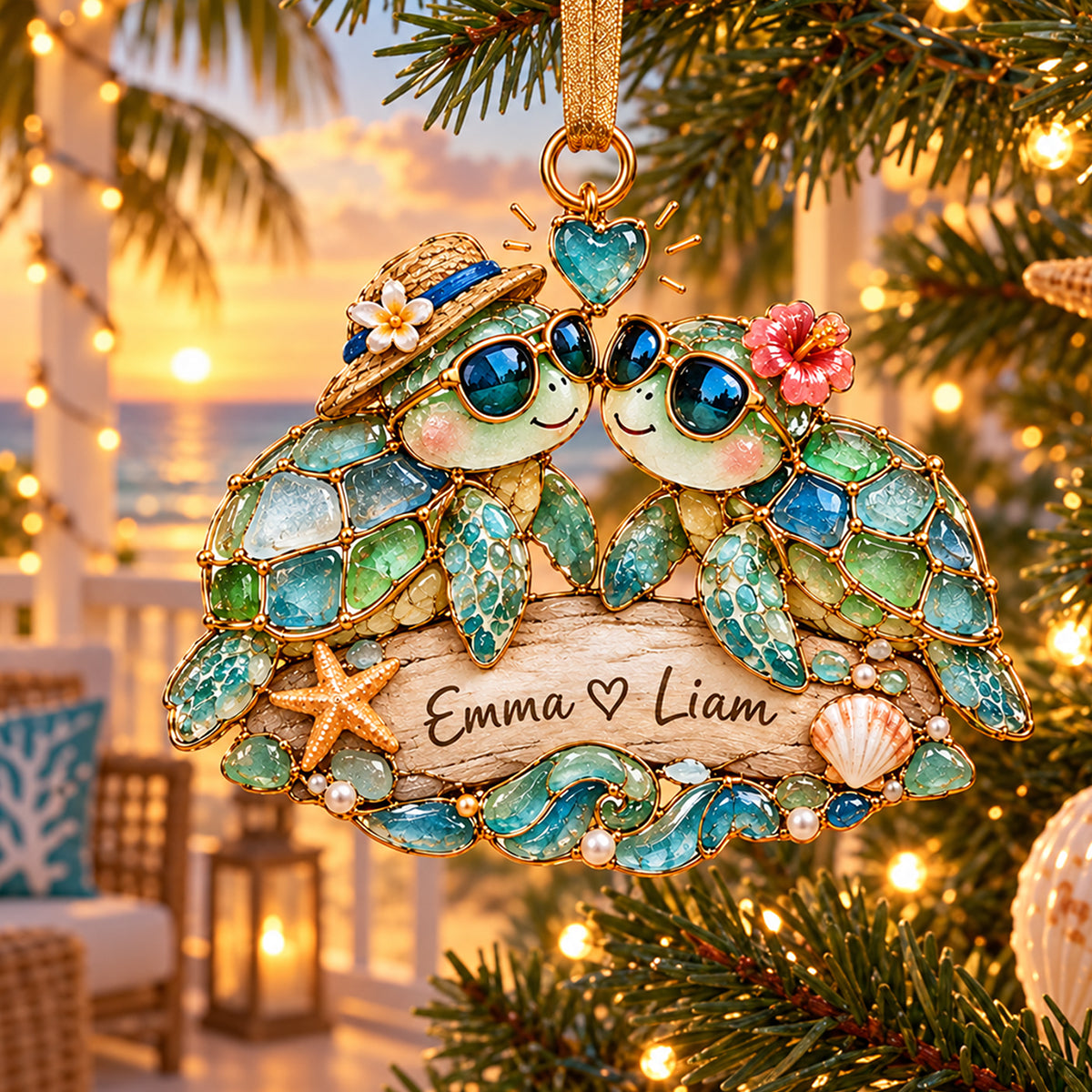 Personalized Ocean Couple Ornament Wedding Christmas Gift For Couples