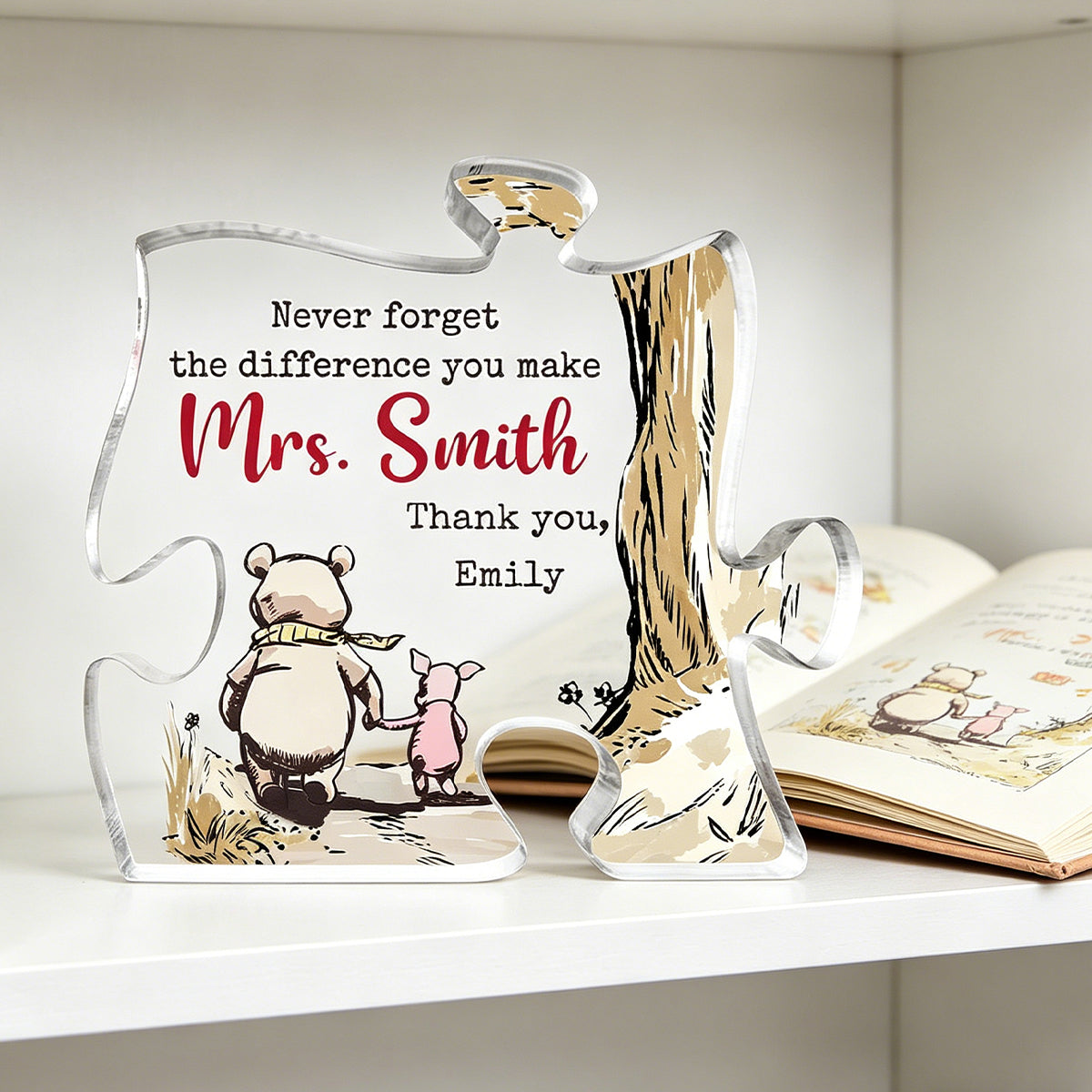 Custom Puzzle Shaped Acrylic Plaque - Personalized Graduation Gifts For Teachers - You Helped Me Grow