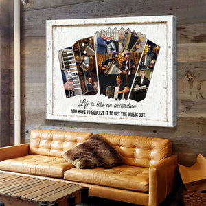 Accordion Player Gift,Personalized Accordion Music Photo Collage Canvas, Music Studio Decor Gifts for Accordionist