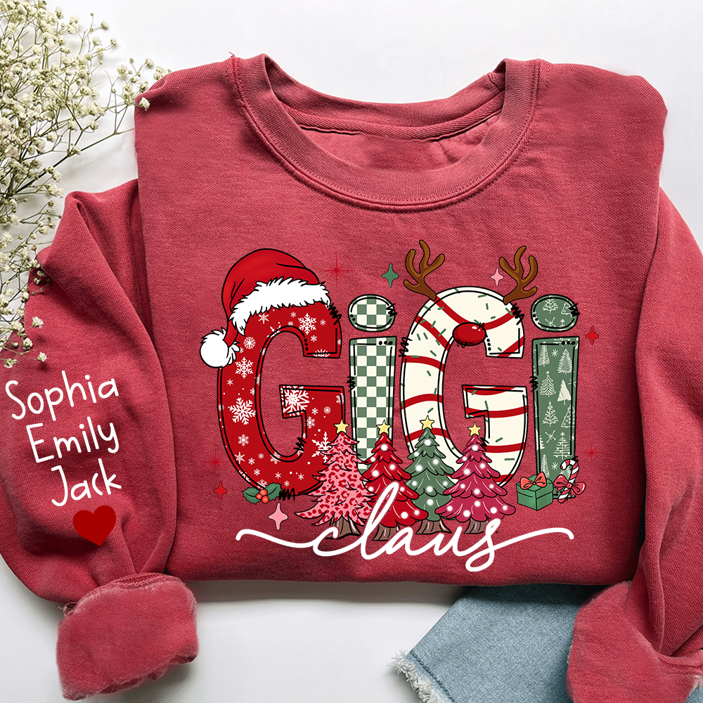 Personalized Christmas Grandma Sweatshirt, Tree Christmas For Grandma, Gift Gigi And Kids