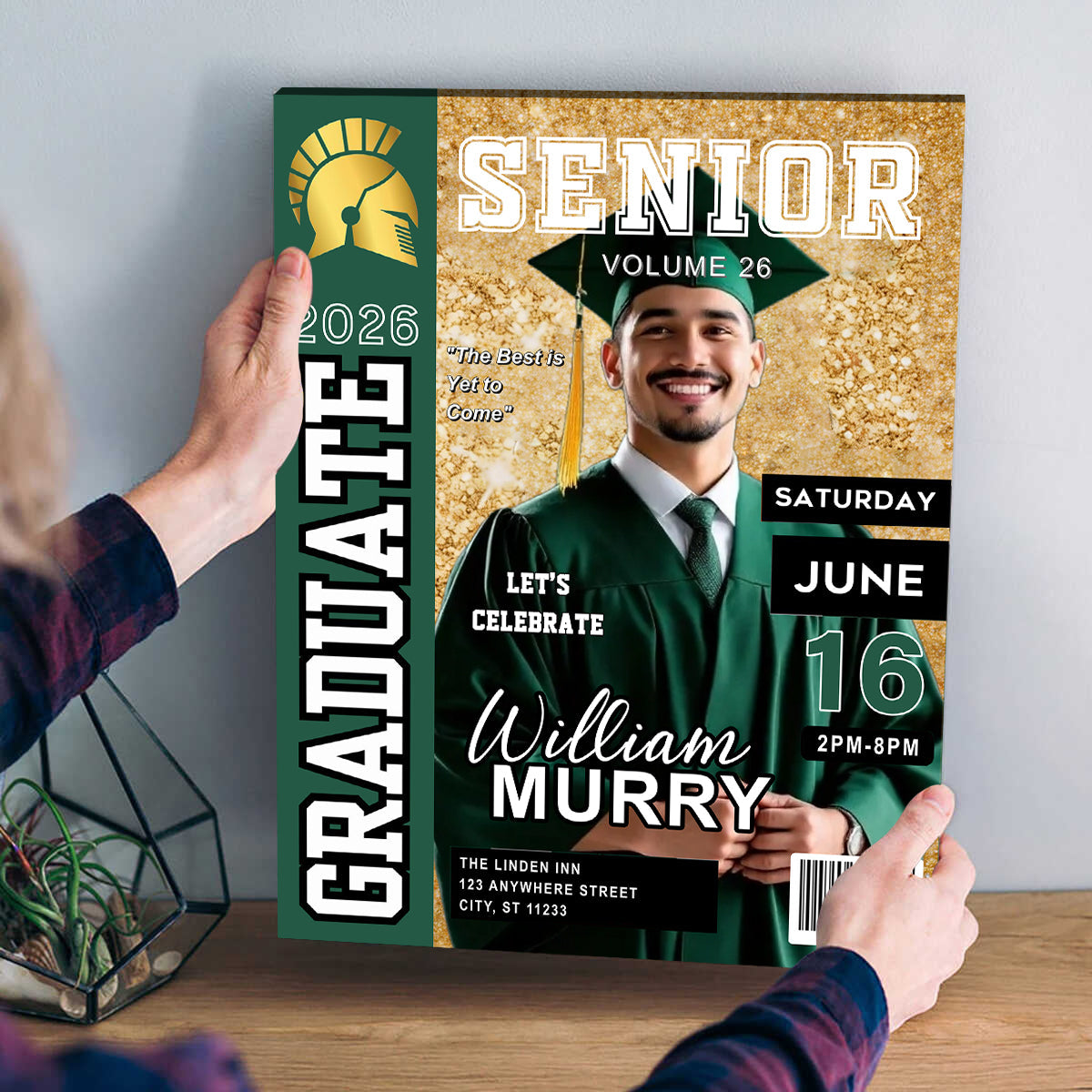 New Graduate Gift - Personalized Graduation Magazine Cover Canvas for Him or Her