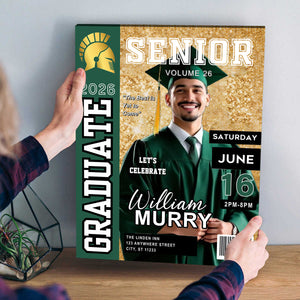 New Graduate Gift - Personalized Graduation Magazine Cover Canvas for Him or Her