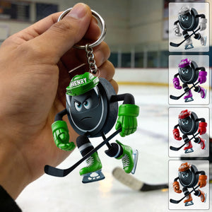 Personalized Inspirational Ice Hockey Keychain Gift For Hockey Players Lover