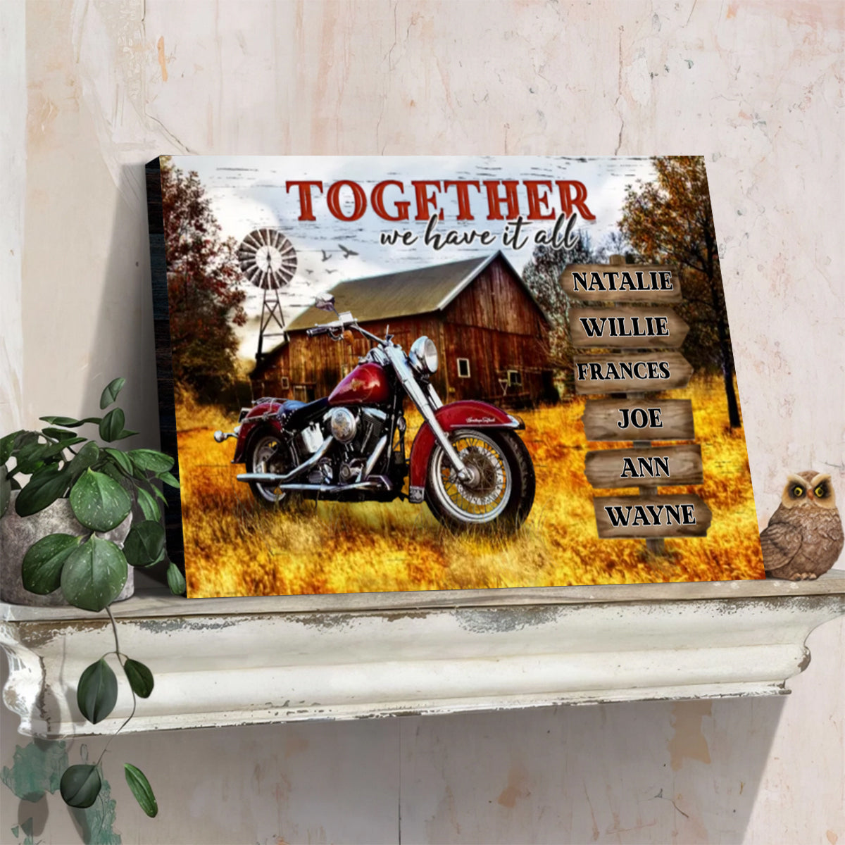 Together We Have It All Rustic Farmhouse Style Personalized Custom Clipart & Text Canvas/Poster