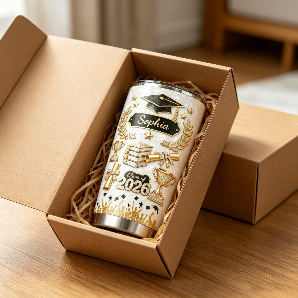 Custom Name 3D Effect Personalized Graduation Tumbler