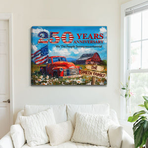 Personalized Family Name Patriotic Canvas – 250 Years Anniversary Gift Independence Day