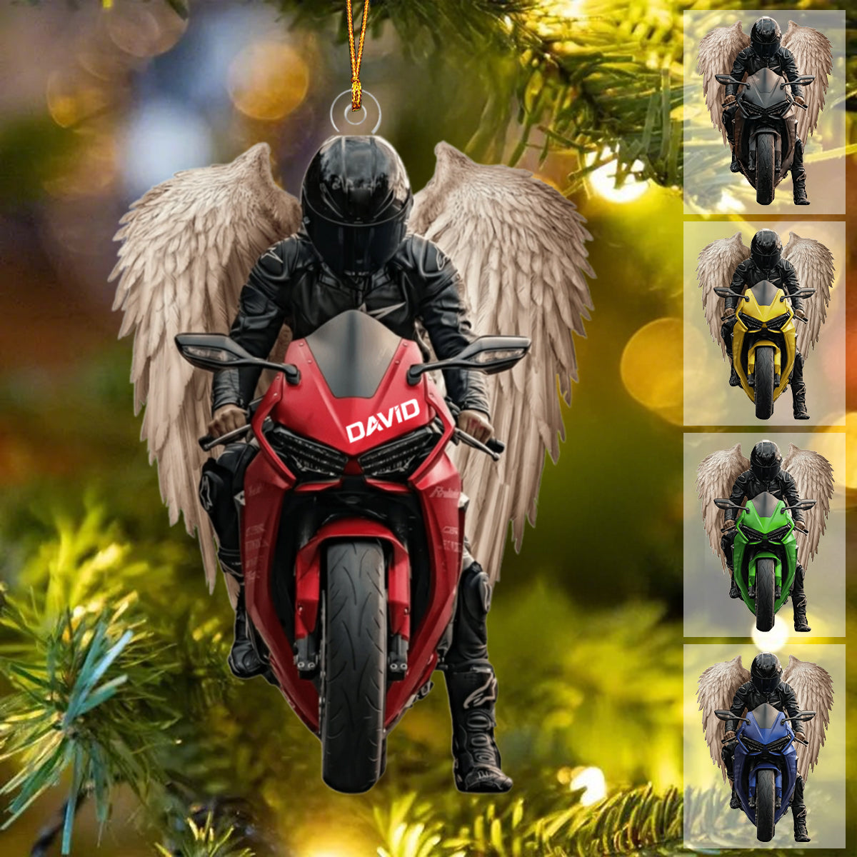 Motorbike With Wings Personalized Christmas Ornament,Gift for Bikers