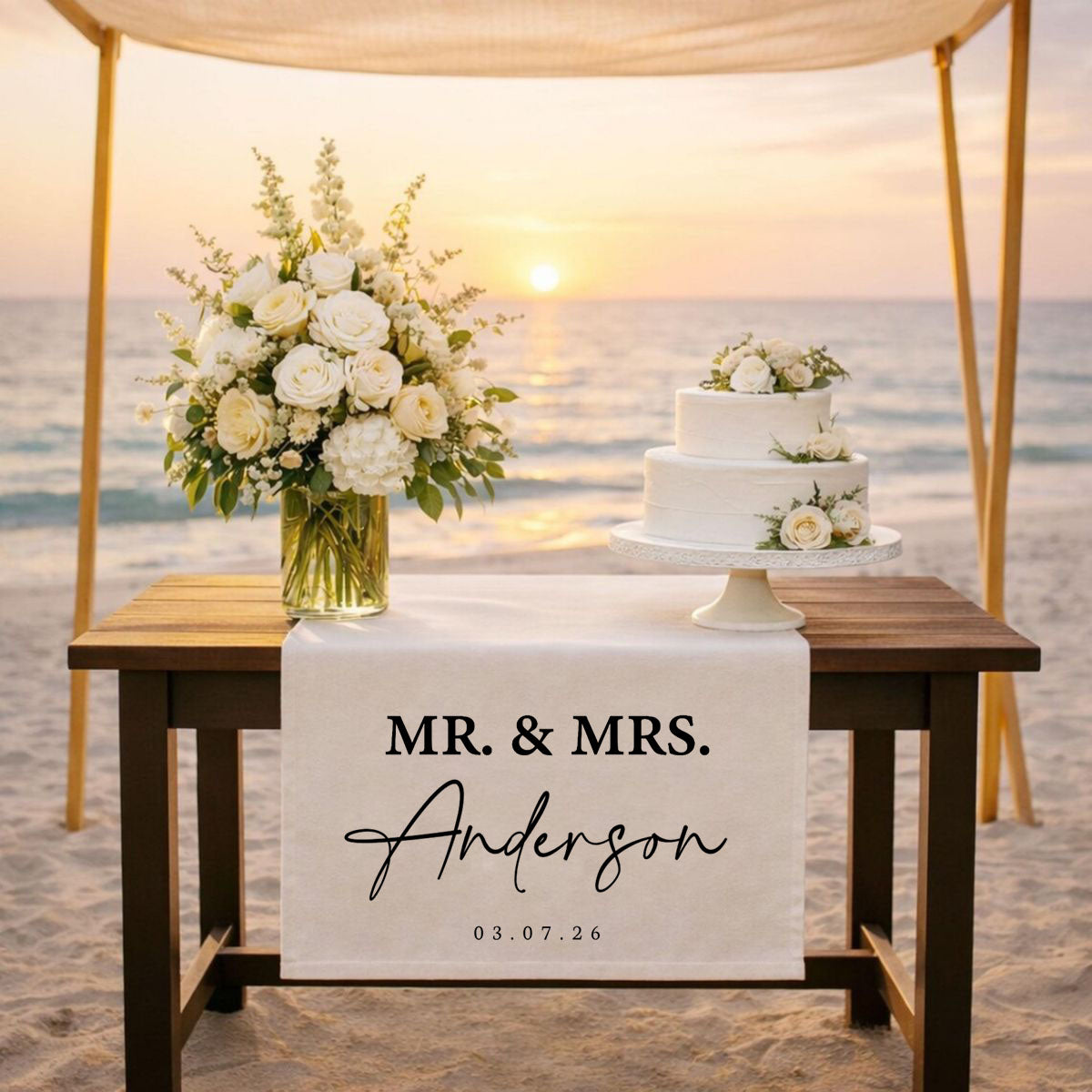 Wedding Table Runner, Personalized Last Name Sign, Custom Wedding Banner, Sweetheart Table Decor, Wedding Reception Gift