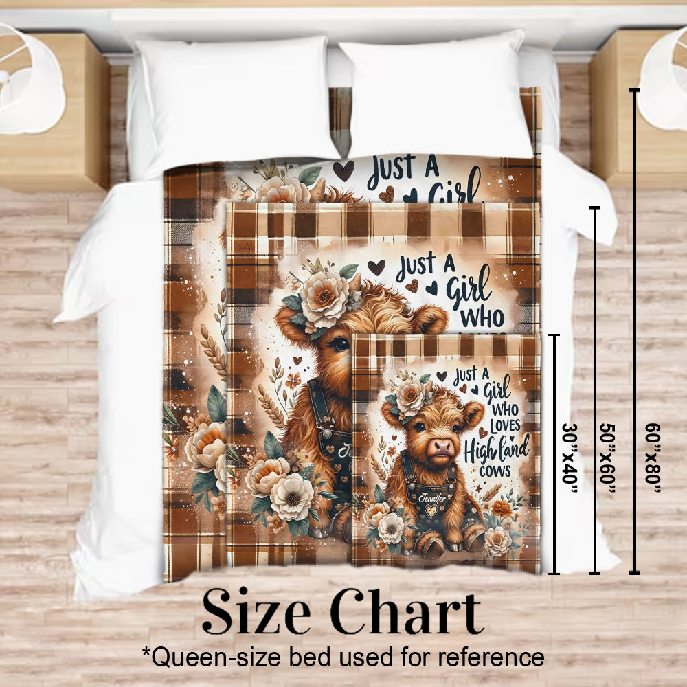 Just A Girl Who Loves Highland Cows Personalized Fleece Blanket