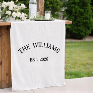 Personalized Family Name Wedding Table Runner, Custom Last Name Sign Banner, Sweetheart Table Decor, Anniversary Gift Idea