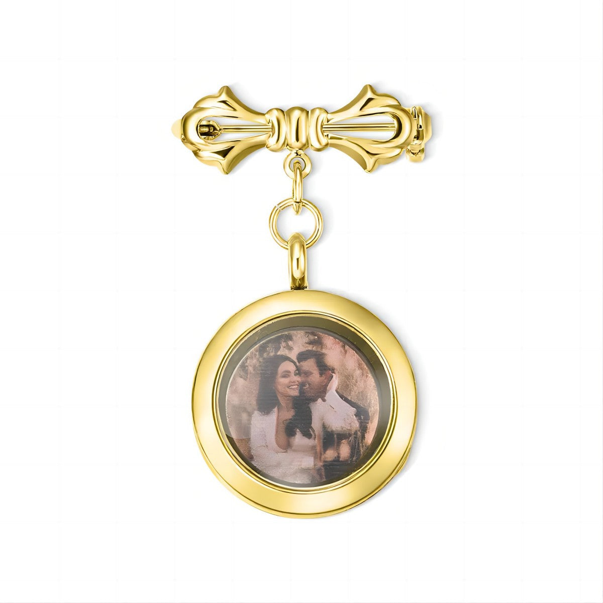 Personalized Photo Wedding Lapel Pin, Bridal Bouquet Charm Pendant