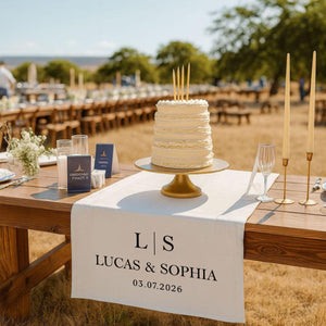 Initial Letter & Names - Personalized Wedding Table Runner, Sweetheart Table Sign, Engagement Party Decoration