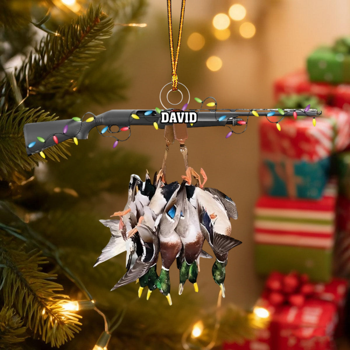Personalized Duck Hunting Acrylic Christmas Ornament – Custom Name Gift For Hunters