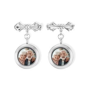 Personalized Photo Wedding Lapel Pin, Bridal Bouquet Charm Pendant