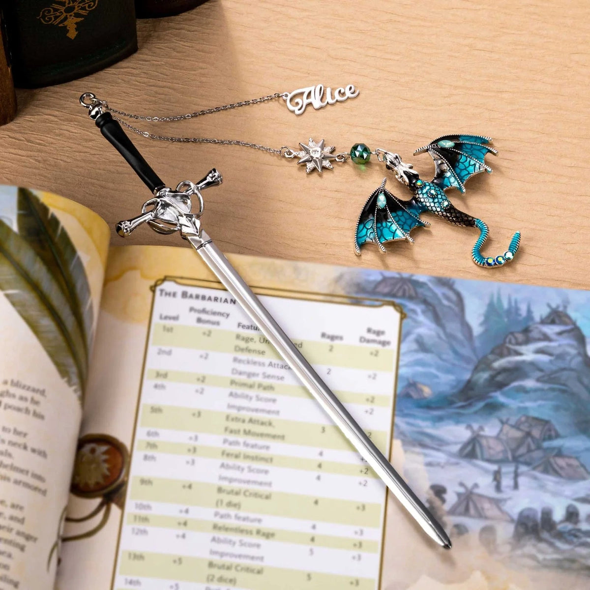 New Chapter Personalized Name Fantasy Dragon Sword Bookmark, Fourth Wing Dragon Bookmark