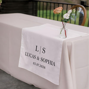 Initial Letter & Names - Personalized Wedding Table Runner, Sweetheart Table Sign, Engagement Party Decoration