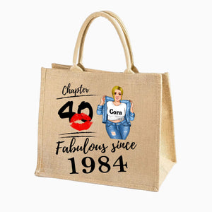 Fabulous Since - Personalized Jute Tote Bag - Birthday Loving Gift