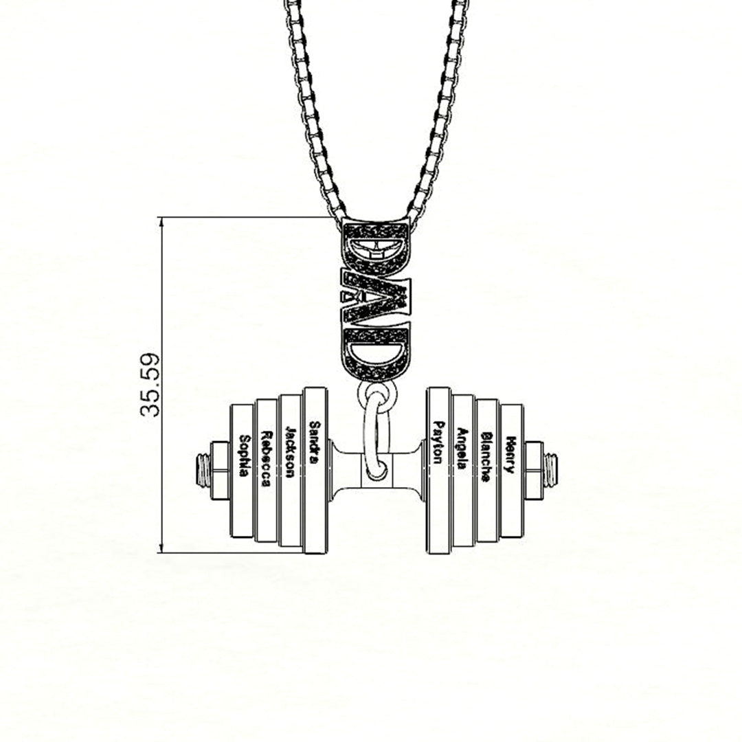Personalized DAD Dumbbell Charm Necklace