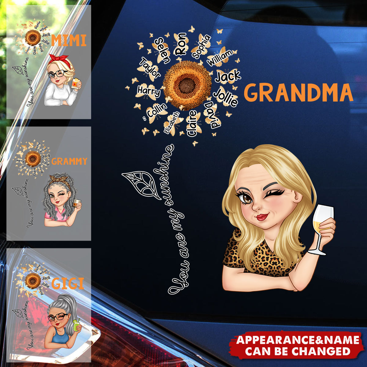 You Are My Sunshine Grandma - Personalized Decal