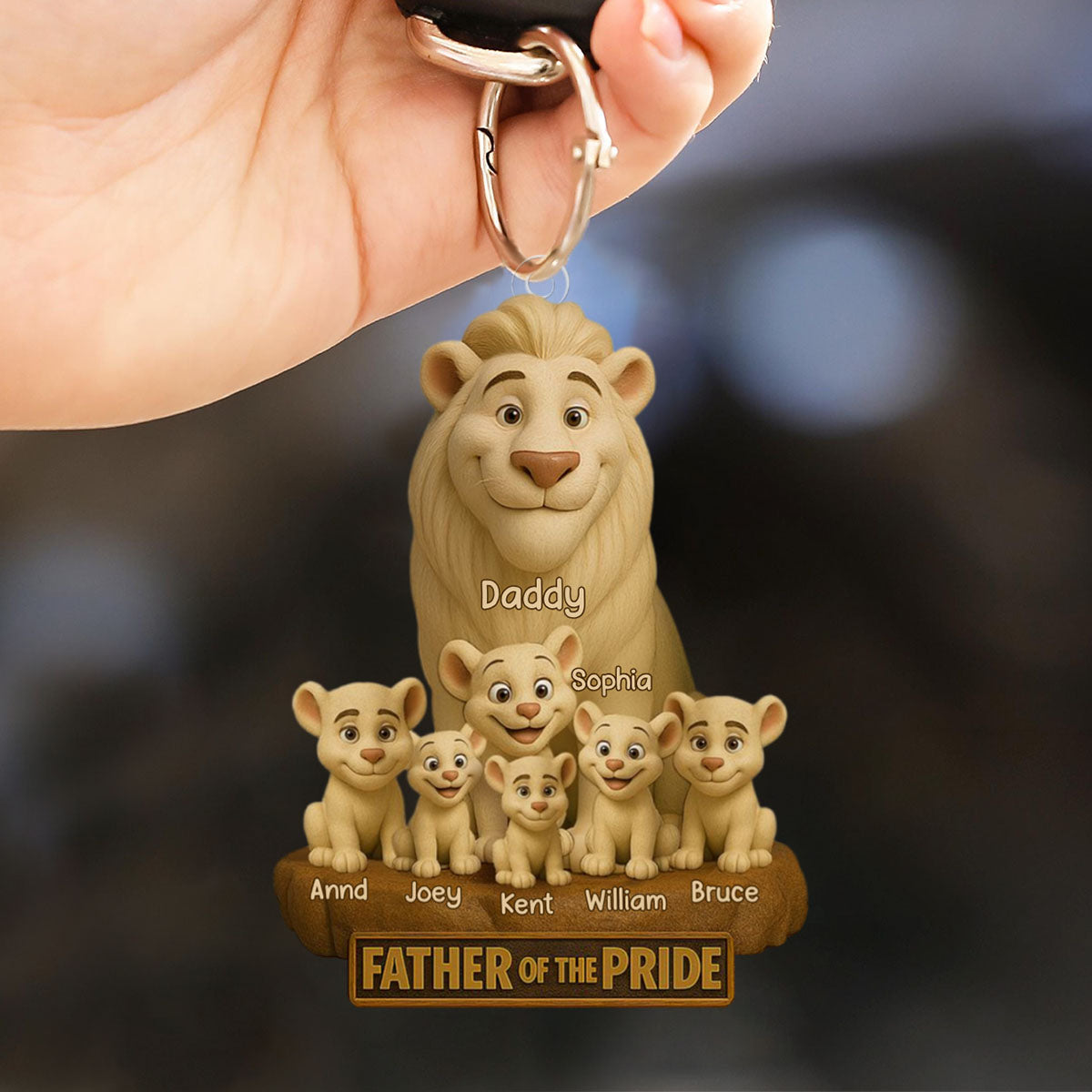 Lion Dad Of The Pride Acrylic Keychain - Personalized Gift For Father