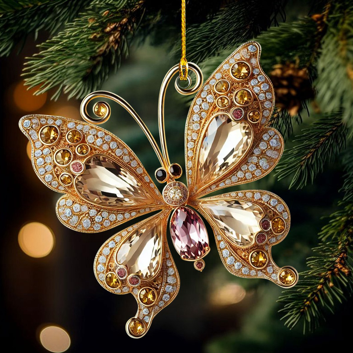 Butterfly Christmas Acrylic Ornaments, Decorations Gifts for Women Girls Mom Sisters