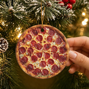 Personalized Funny Pizza Christmas Ornament – Stocking Stuffer For Pizza Lovers & Kitchen Decor