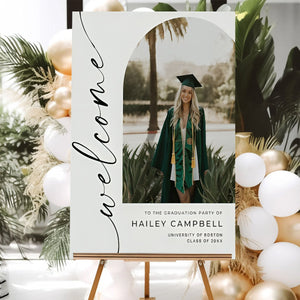 Personalized Graduation Welcome Sign, Custom Photo Grad Party Canvas Welcome Sign