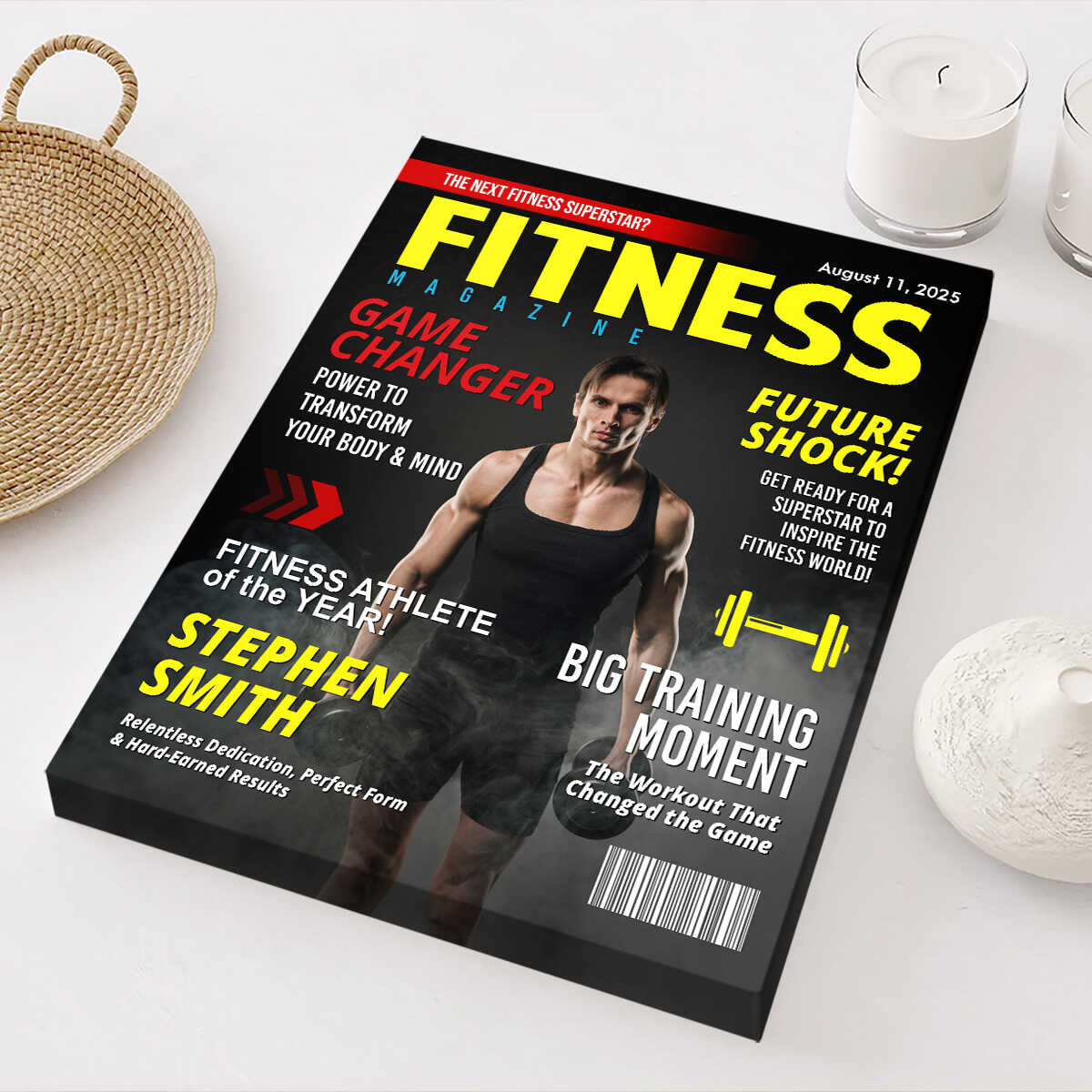 Custom Fitness Magazine Cover Canvas, Custom Gift for Bodybuilder, Fitness Lover Gift, Gift for Gym Enthusiast Athlete