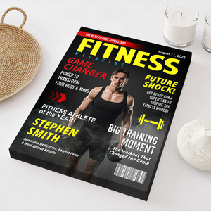 Custom Fitness Magazine Cover Canvas, Custom Gift for Bodybuilder, Fitness Lover Gift, Gift for Gym Enthusiast Athlete