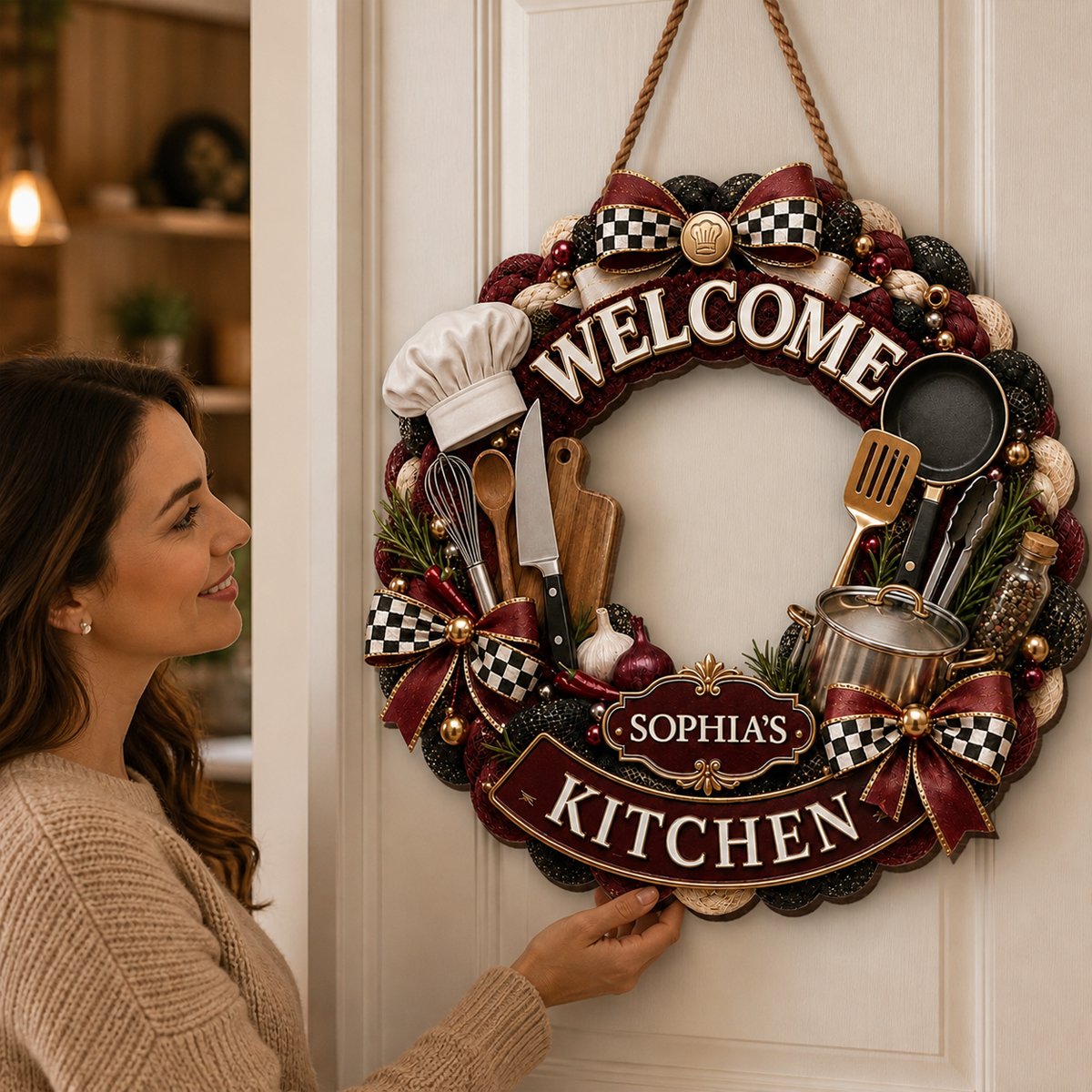 "Welcome To My Kitchen" – Personalized Wood Sign | Gift For Cooking Lovers & Home Chefs