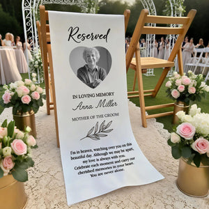 Custom Photo, Name & Relation Reserved Wedding Memorial Chair Sign, Personalized Wedding Chair Banner In Memory Of Loved Ones