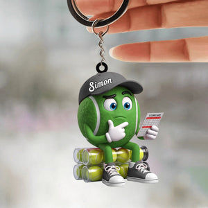 Check The Scorecard Tennis Keychain Personalized Cute Tennis Ball Mascot Keychain