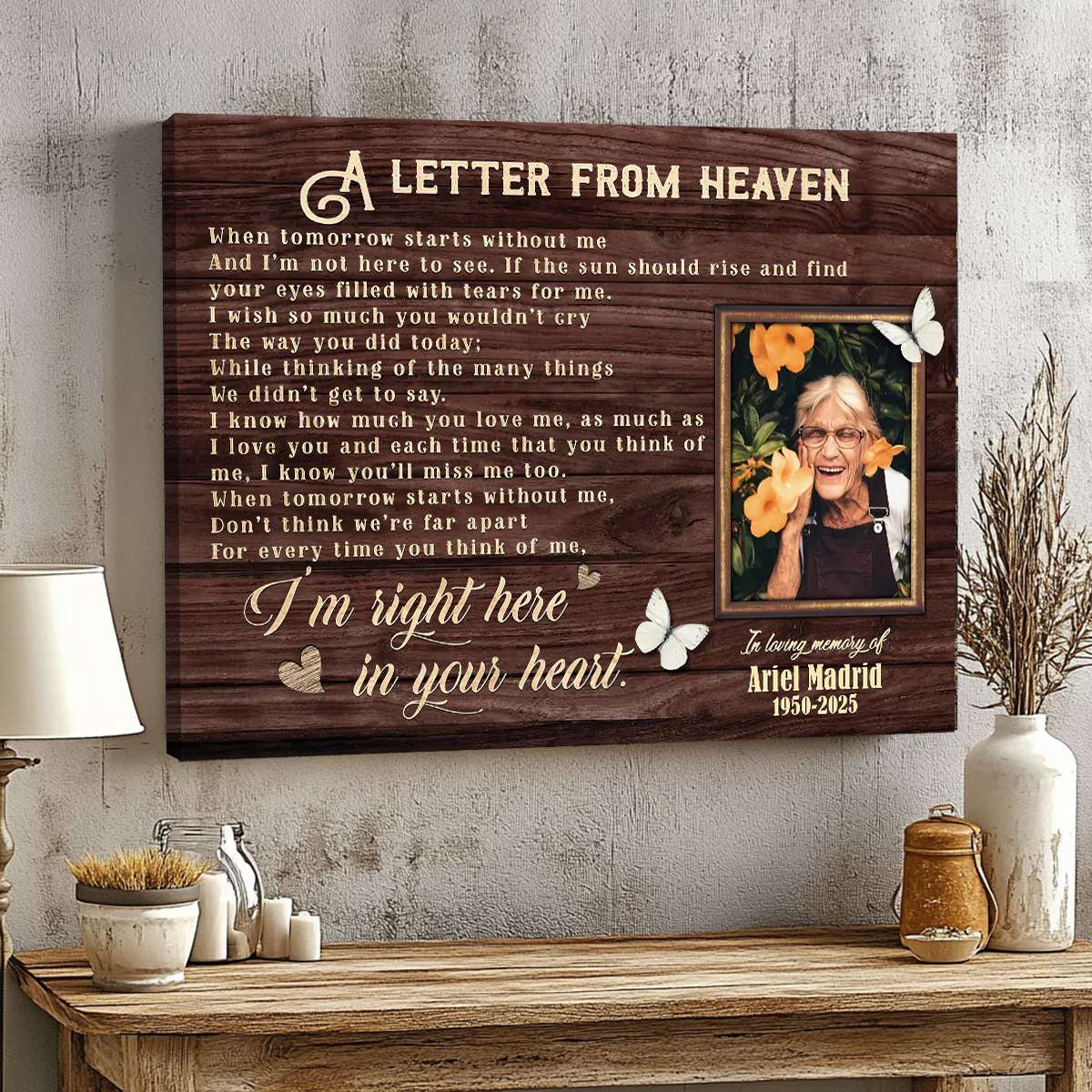 Personalized Canvas Prints, Custom Photo And Name, Memorial Gift, Sympathy Gifts, Remembrance Gifts, Remembrance Gifts