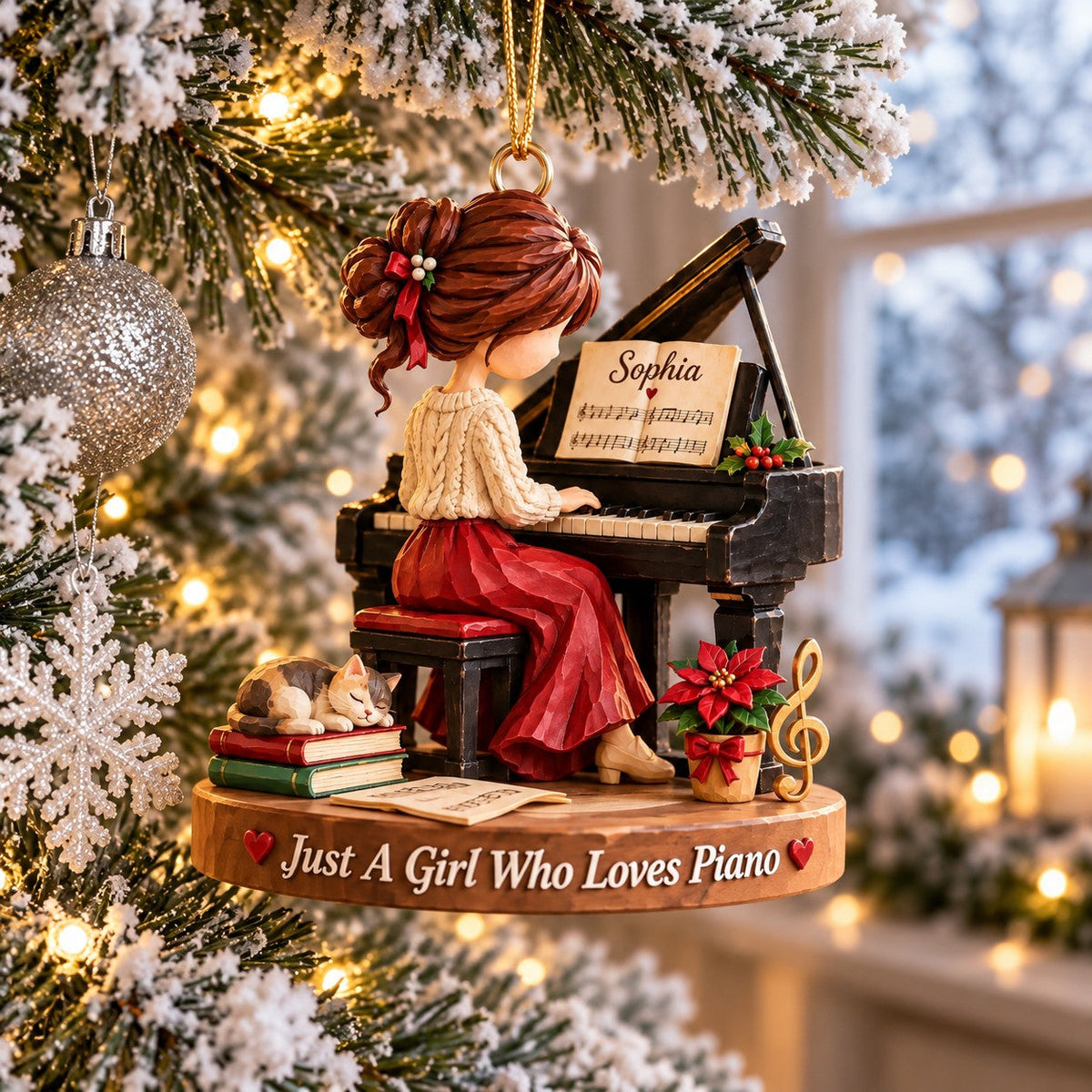 Just a Girl Who Loves Piano - Personalized Music Lover Ornament, Pianist Christmas Gift for Daughter