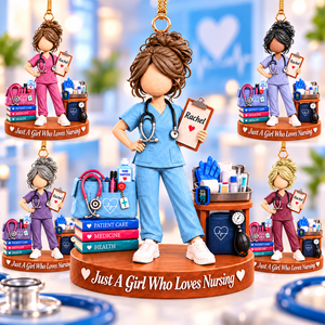 Personalized "Just A Girl Who Loves Nursing" Acrylic Ornament – Custom Name Keepsake Gift For Nurses