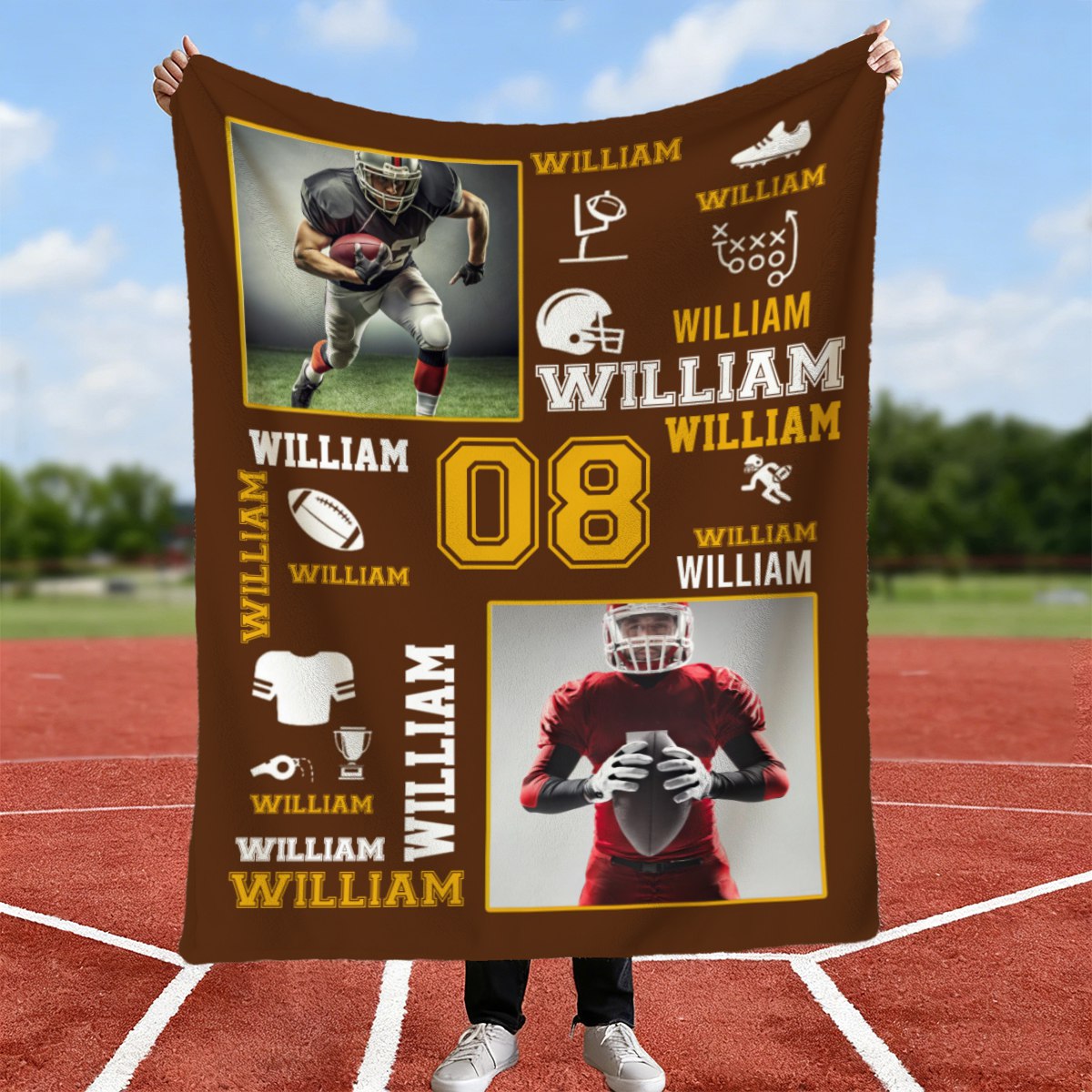 Football Name Blanket Personalized With Photo Senior Football Player Gifts For Him