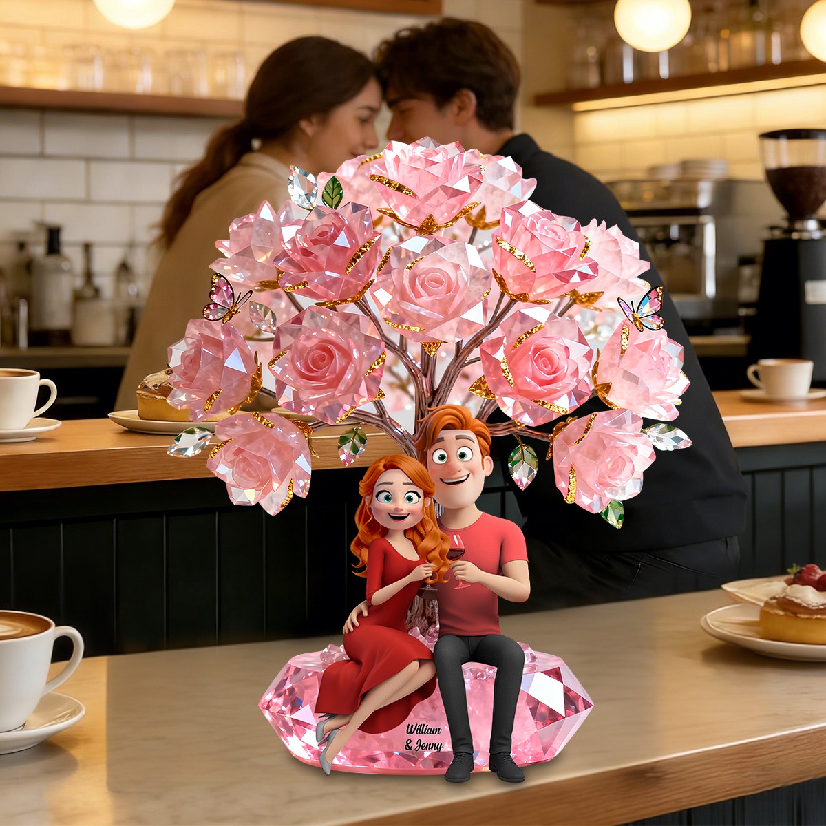 Cheers To Love Couple Acrylic Plaque - Personalized Gifts For Husband, Wife, Boyfriend, Girlfriend