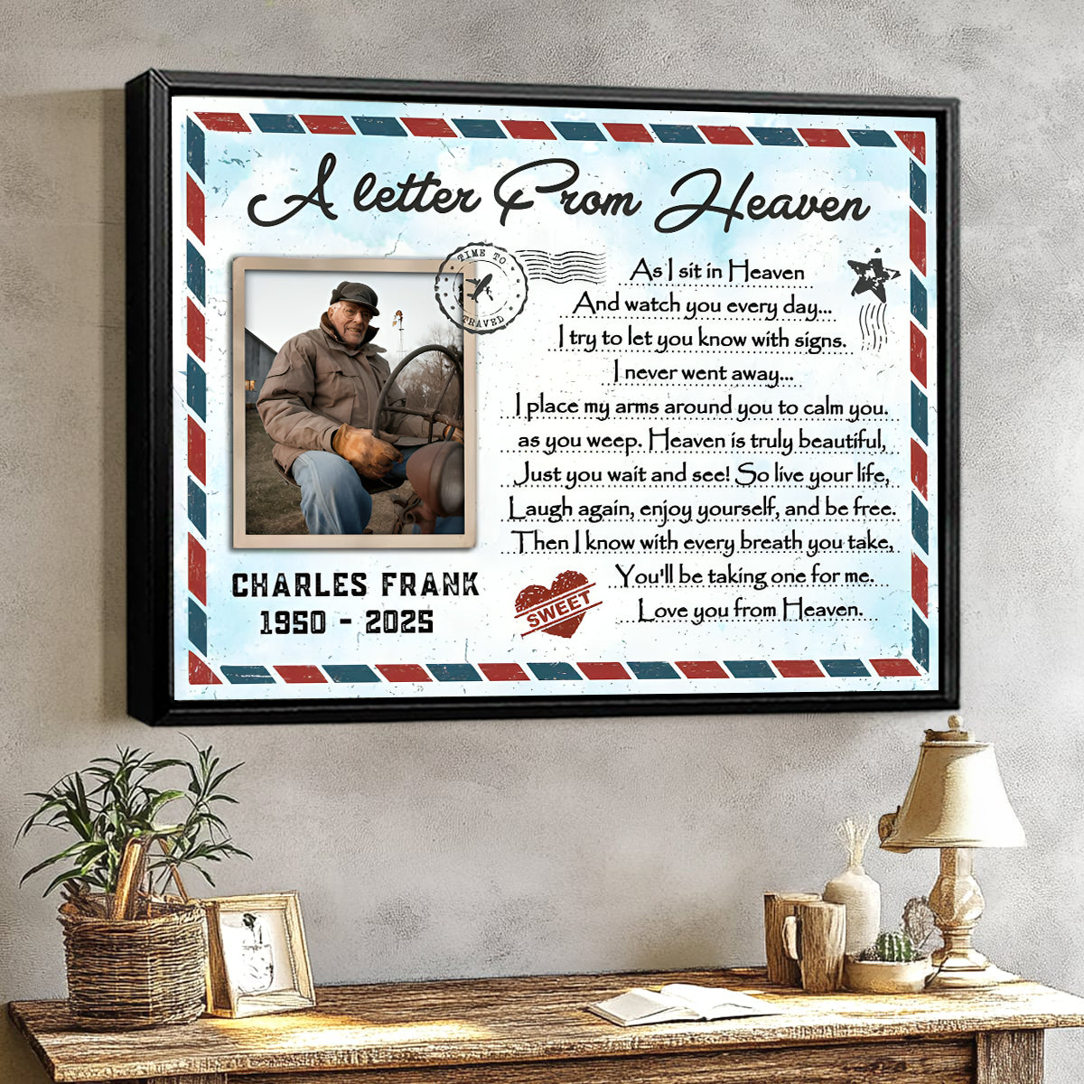 A Letter From Heaven – Personalized Memorial Gift For Loss Of Loved One Canvas Poster