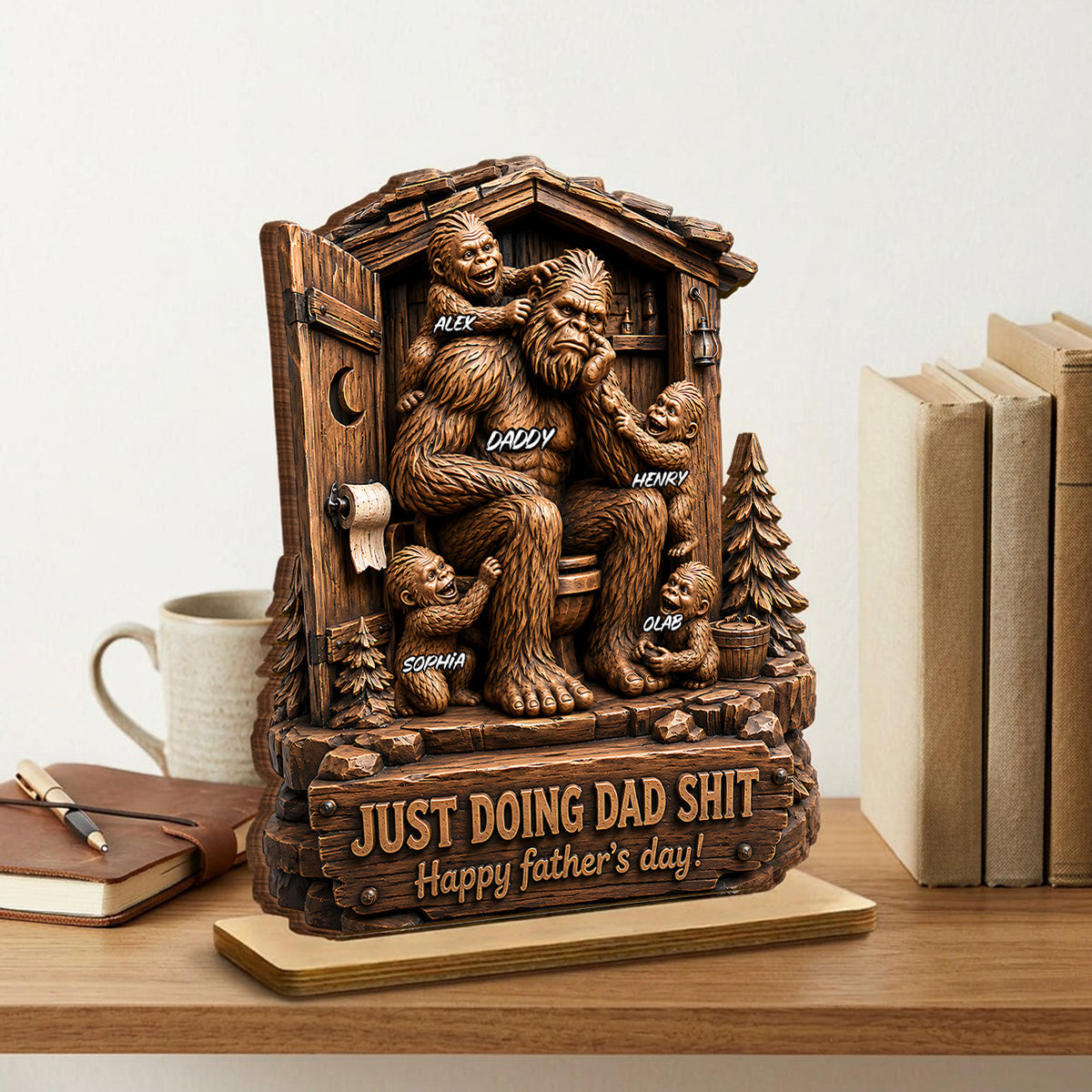 Father's Day Gift For Dad & Husband – Personalized "Just Doing Dad Sh*t" Wooden Plaque