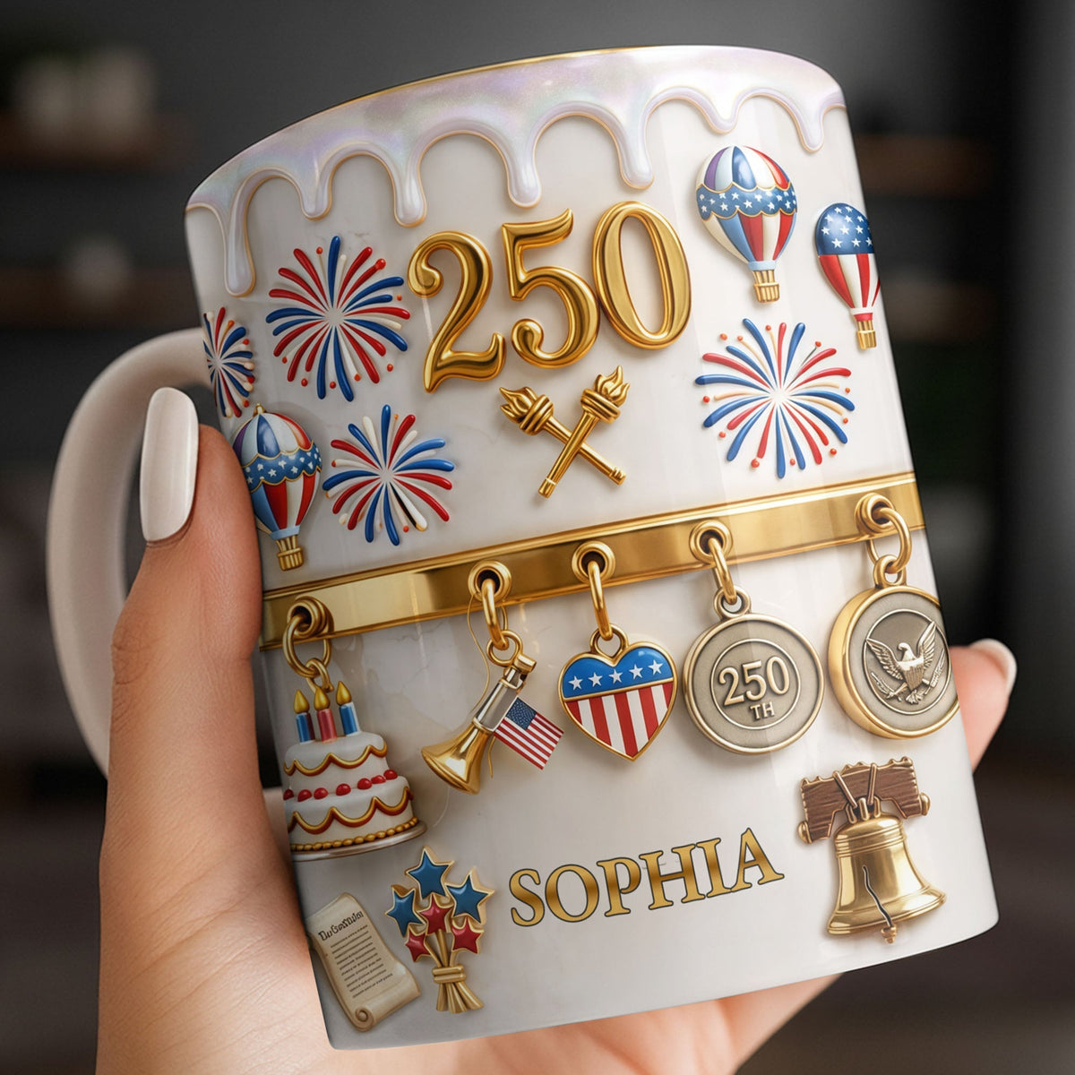 Gift For Patriots & USA Lovers – Personalized "Celebrating Freedom" Mug