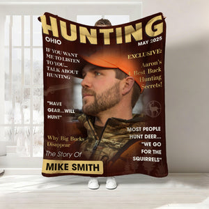 Personalized Hunter Magazine Cover Blanket, Custom Gift For Hunter, Hunting Gift For Man
