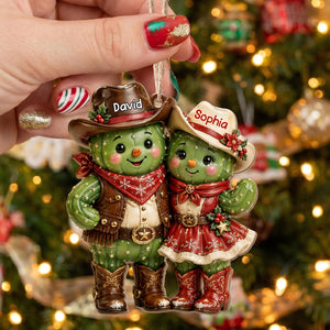 Our First Christmas Together – Personalized Cowboy Couple Wooden Ornament | Custom Keepsake Gift For Couples