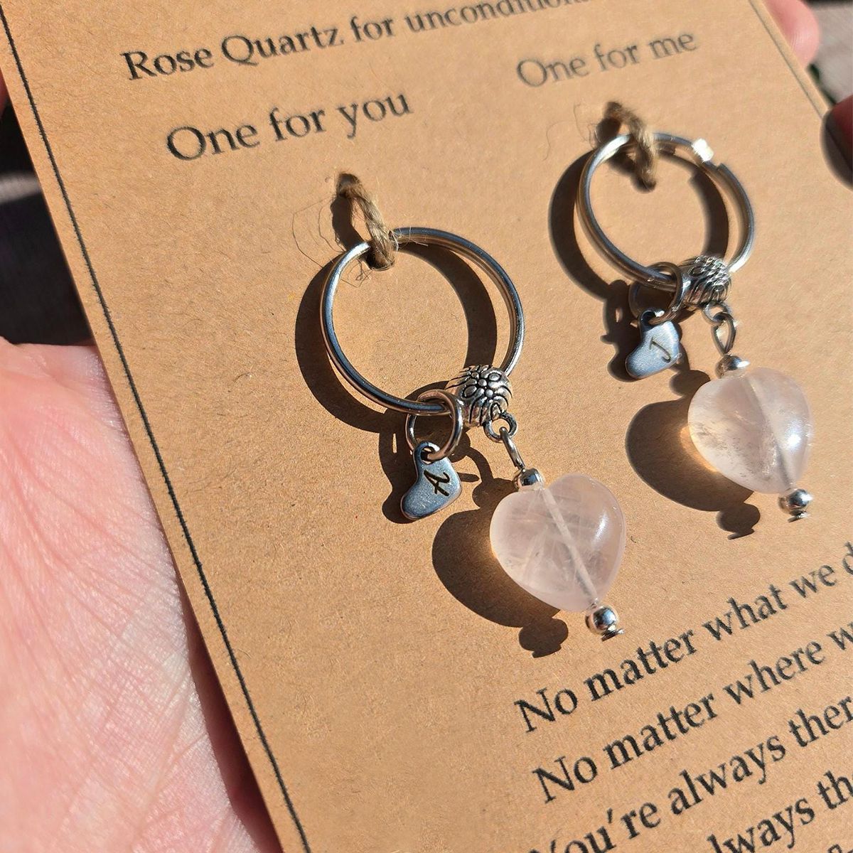 Rose Quartz For Unconditional Love Personalized Crystal Keyring Gift Set