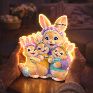 Bunny Easter Grandma with Grandkids' Names - Personalized Light Box