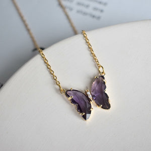Crystal Butterfly Charm Necklace